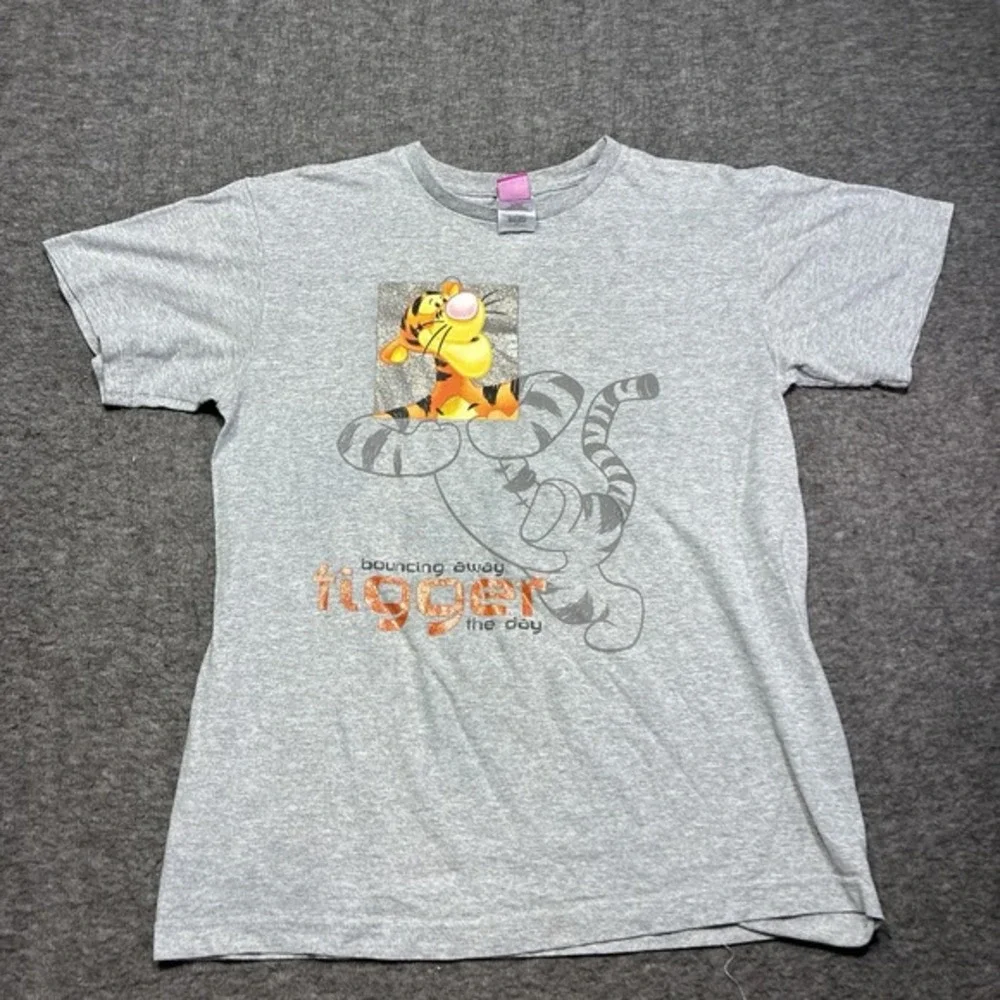 Vintage Disney Winnie‎ The Pooh Tigger Bouncing Away T Shirt Womens Large Gray